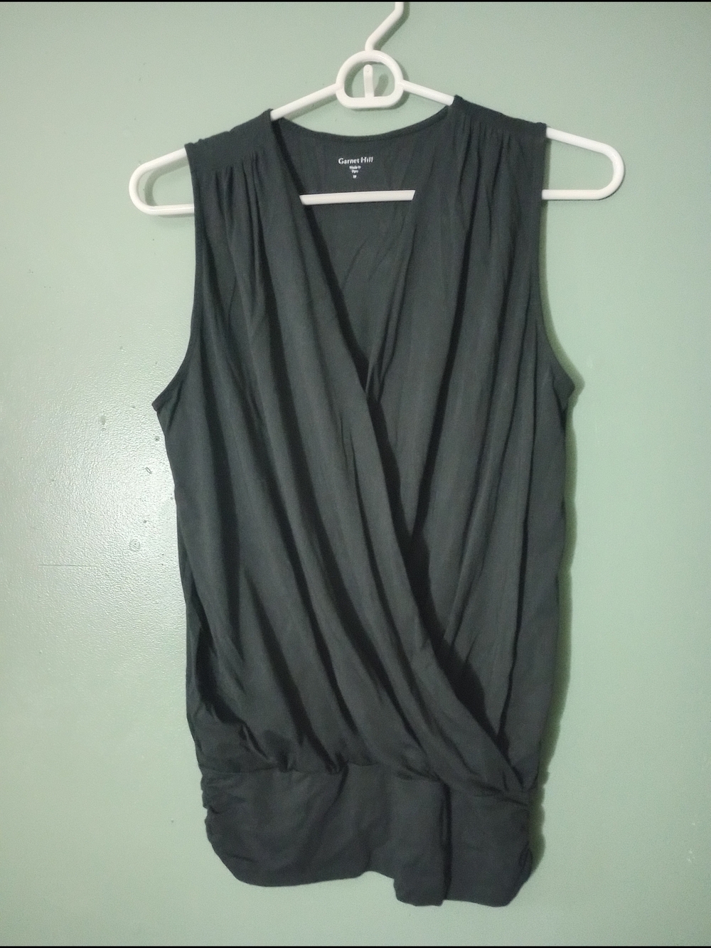 Garnet Hill Black Sleeveless Wrap-Front Camisole